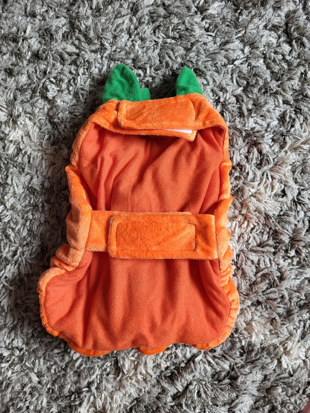 Plush Orange Pumpkin Dog Costume with Green Stem